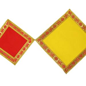 HOLY RED VELVET STHAPAN WITH GOLDEN BORDER (SQUARE SHAPE)
