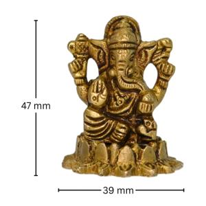 BRASS IDOL OG LORD GANESHA SAT ON KAMALASHAN