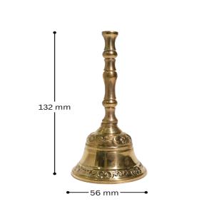 Elegant Brass Handbell – Ornate Handle, 132 mm Height