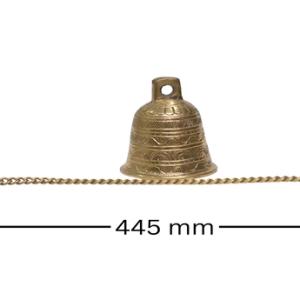 Brass Hanging Bell with Carved Design & Brass Chain